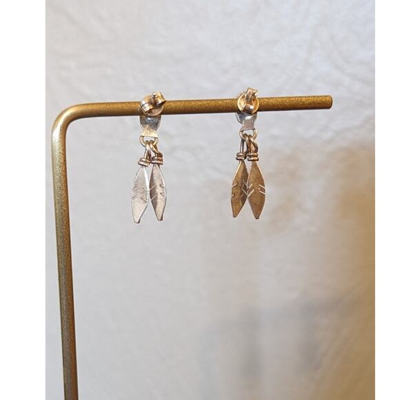 Native American Pink Stone Teardrop Ring Sz 4.75 & Feather Dangle Earring Set - Picture 6 of 9